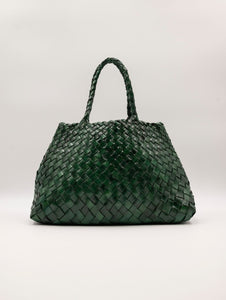 Borsa The Jackie Leathers in Pelle Intrecciata Verde Bottiglia