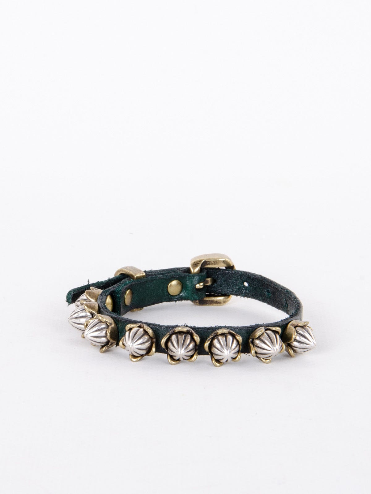 Bracciale Campomaggi con Borchie Fiore in Pelle Verde