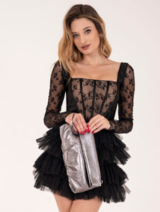 Bustier Dress Gret Aniye By in Tulle e Pizzo Nero