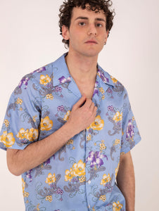 Camicia Bowling Pietra Salata Fantasia Viola, Gialla e Ceruleo