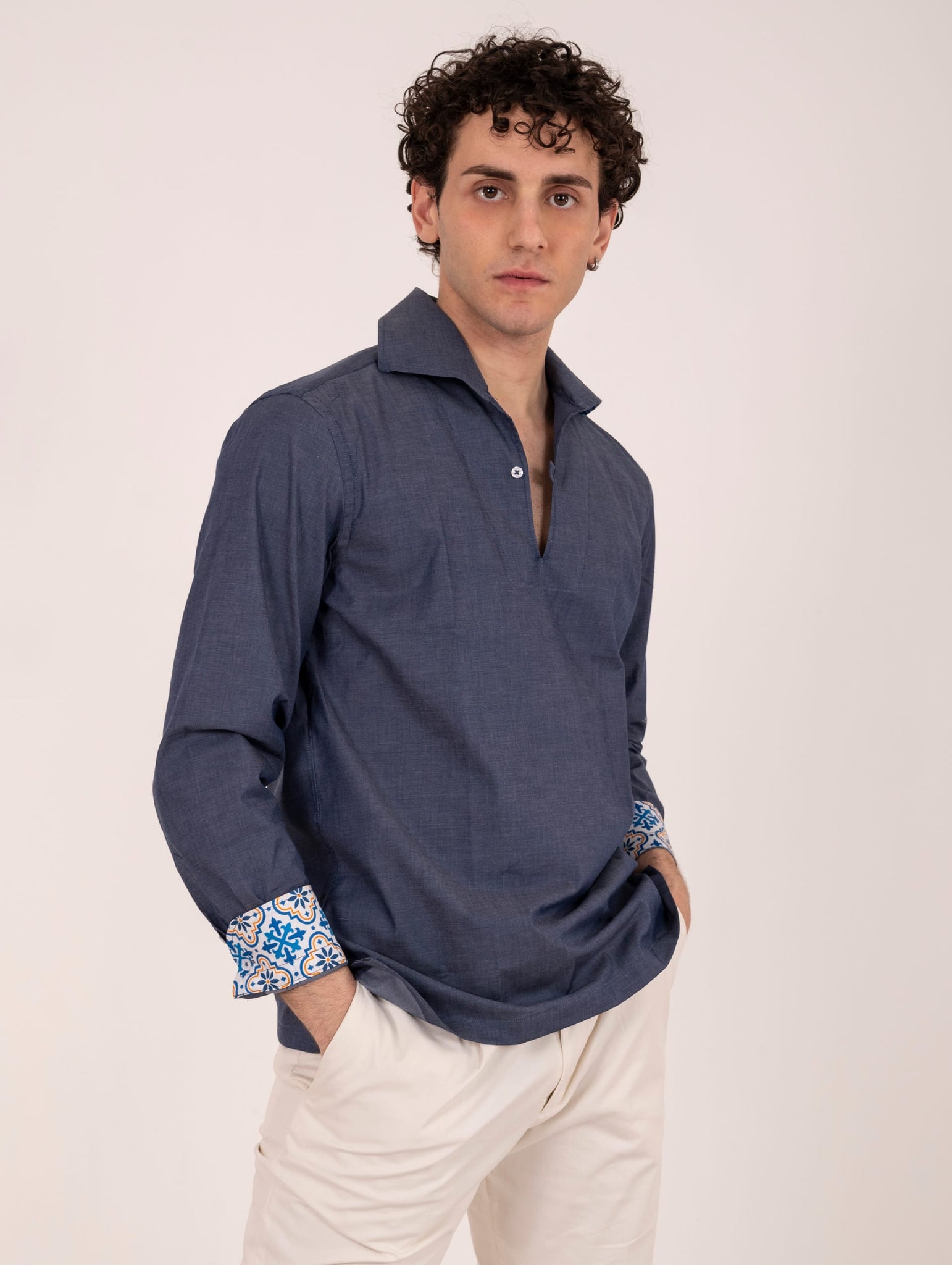 Camicia Capri Pietra Salata in Cotone Denim Faraglioni