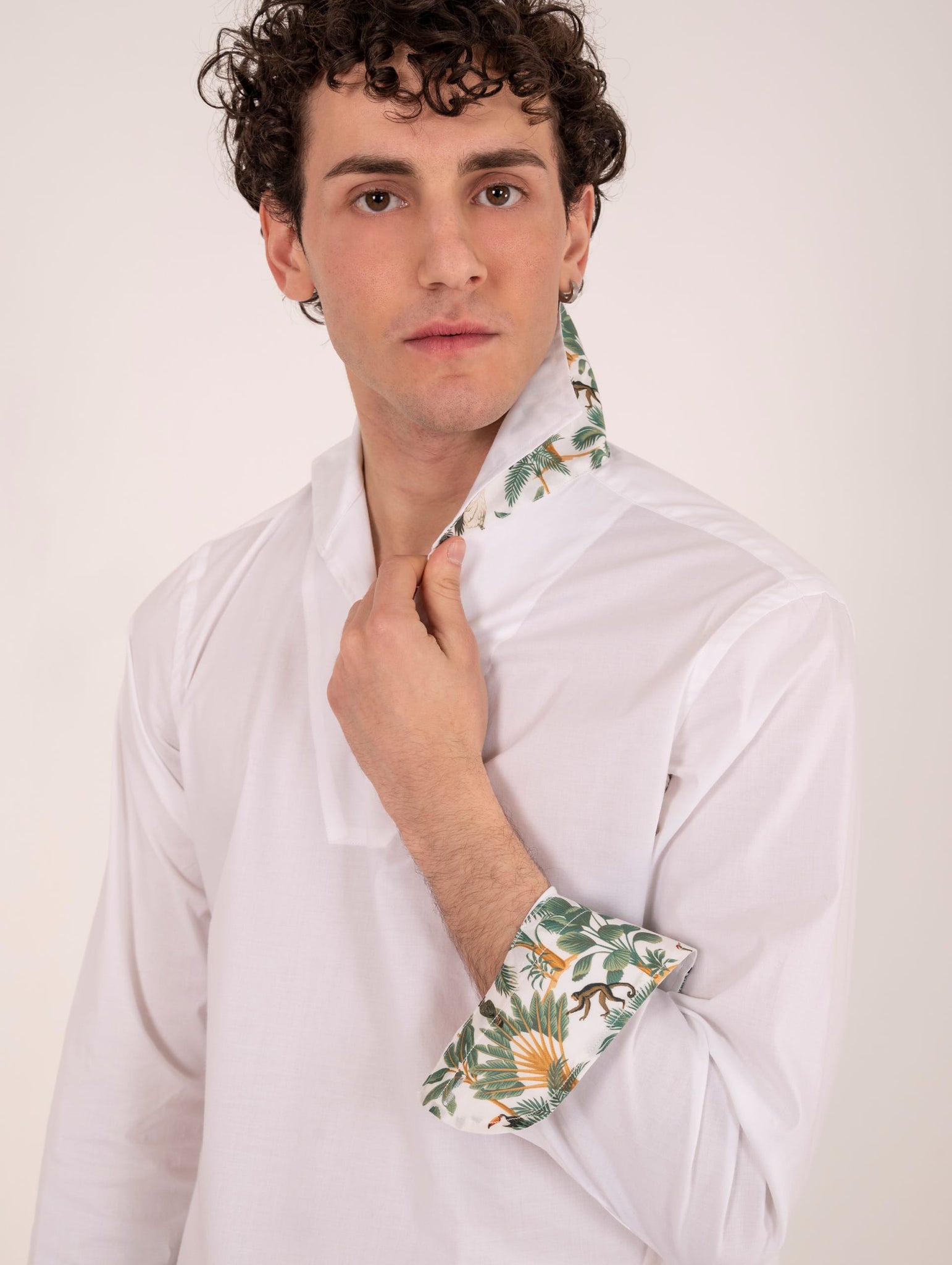 Camicia Capri Pietra Salata Jungle in Cotone Bianco