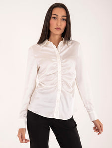 Camicia Dante Kocca Gold in Satin Bianca