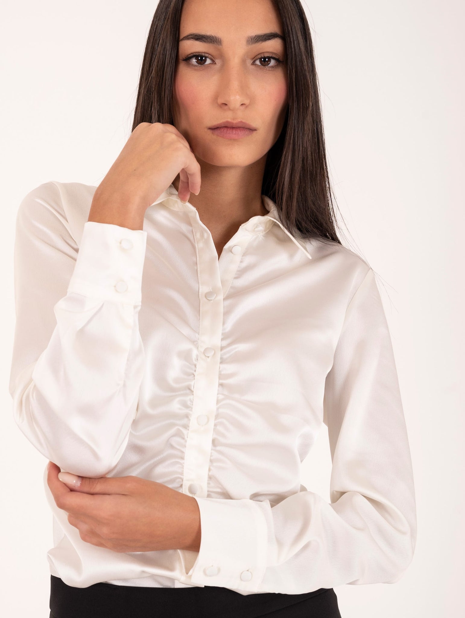 Camicia Dante Kocca Gold in Satin Bianca