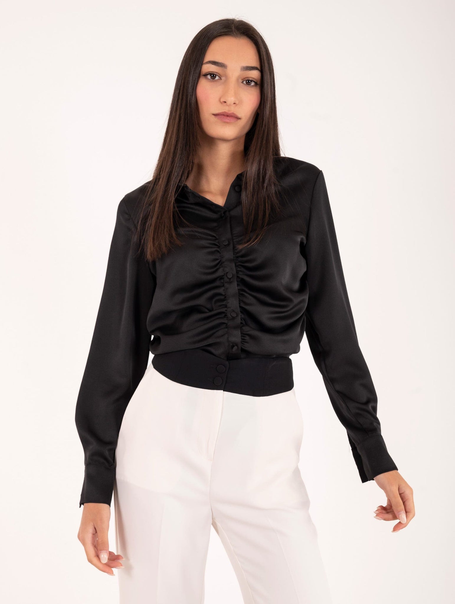 Camicia Dante Kocca Gold in Satin Nera