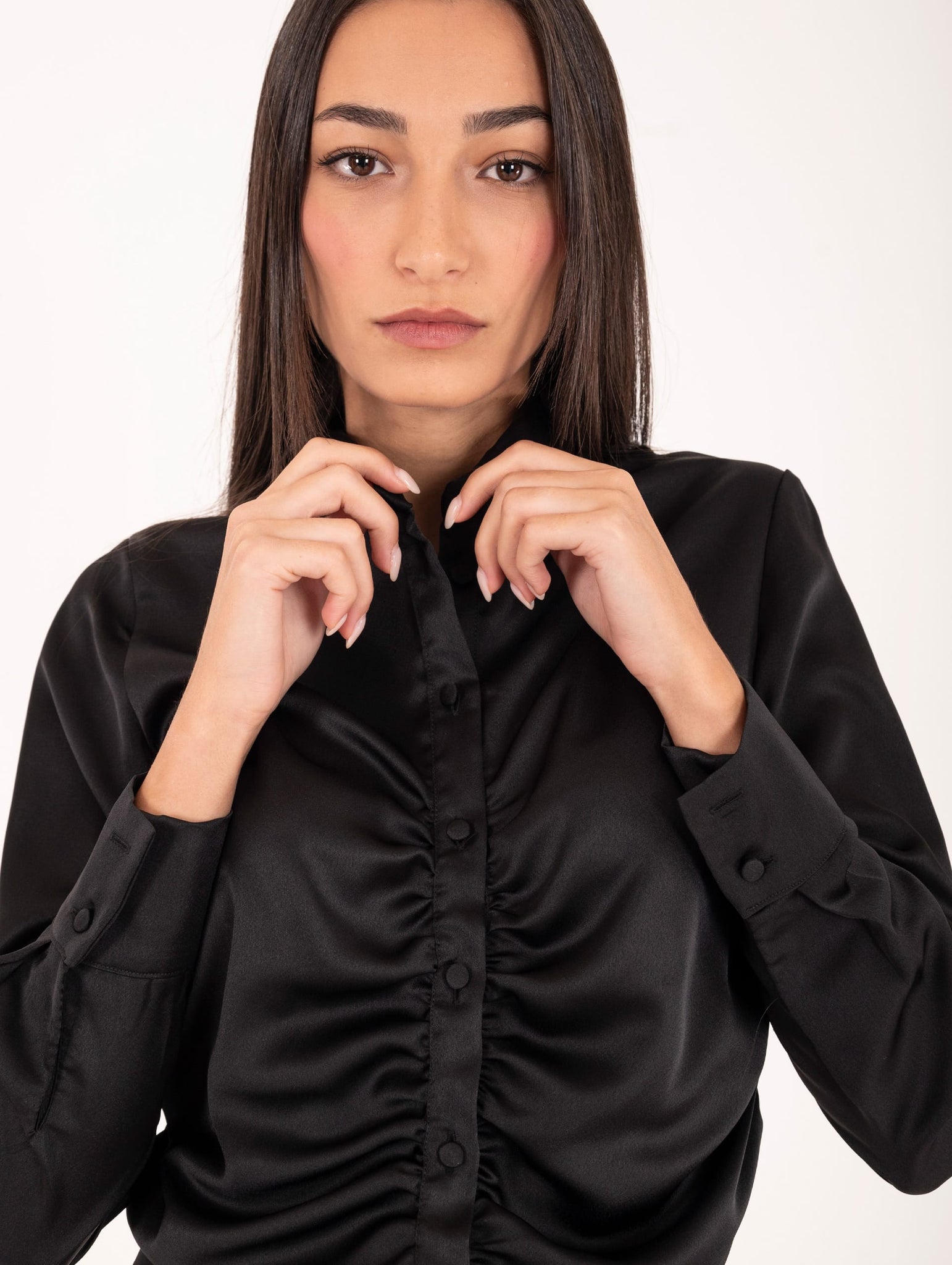 Camicia Dante Kocca Gold in Satin Nera