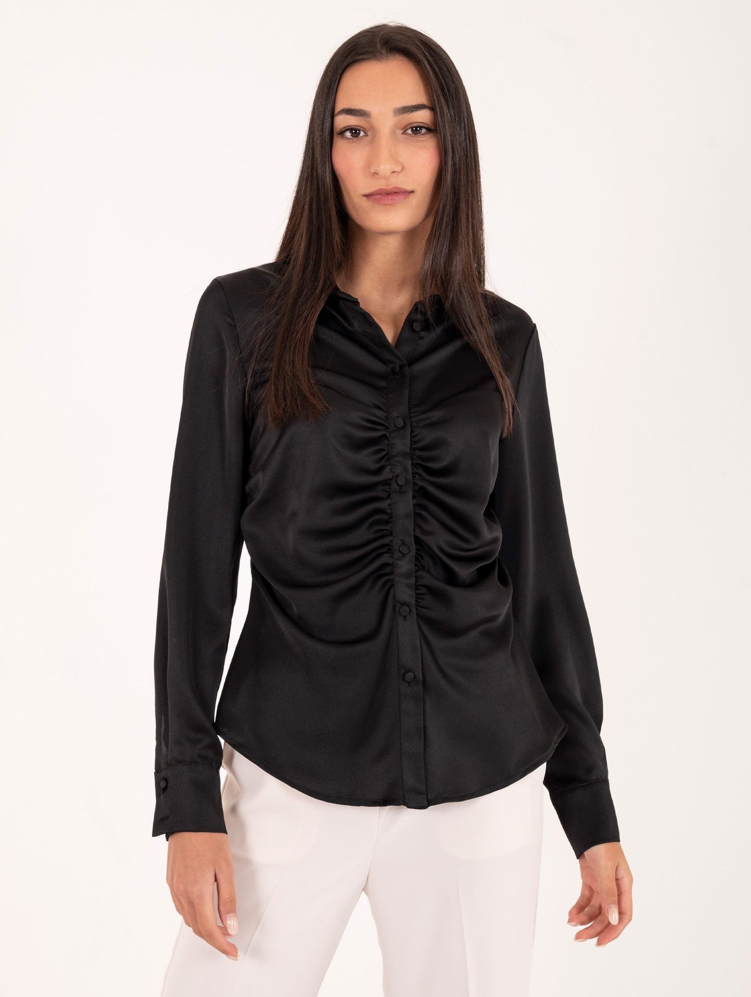 Camicia Dante Kocca Gold in Satin Nera