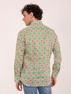 Camicia Faraglioni Pietra Salata Fantasia Verde, Arancione e Magenta