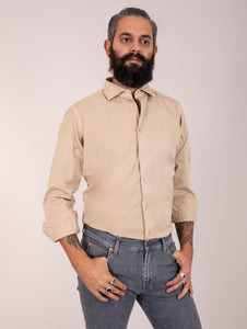 Camicia Four Stroke Cotone Beige