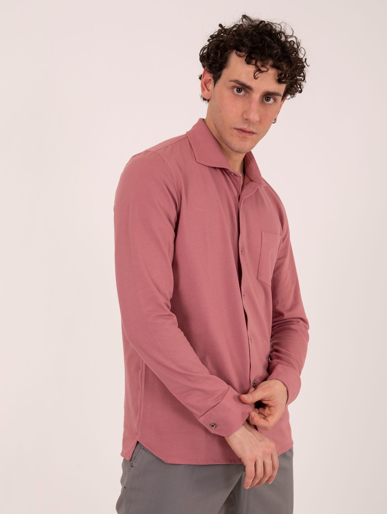 Camicia H953 in Cotone Piquet Malva