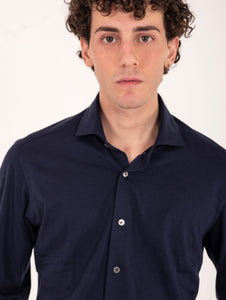 Camicia Orian in Jersey e Cashmere Blu