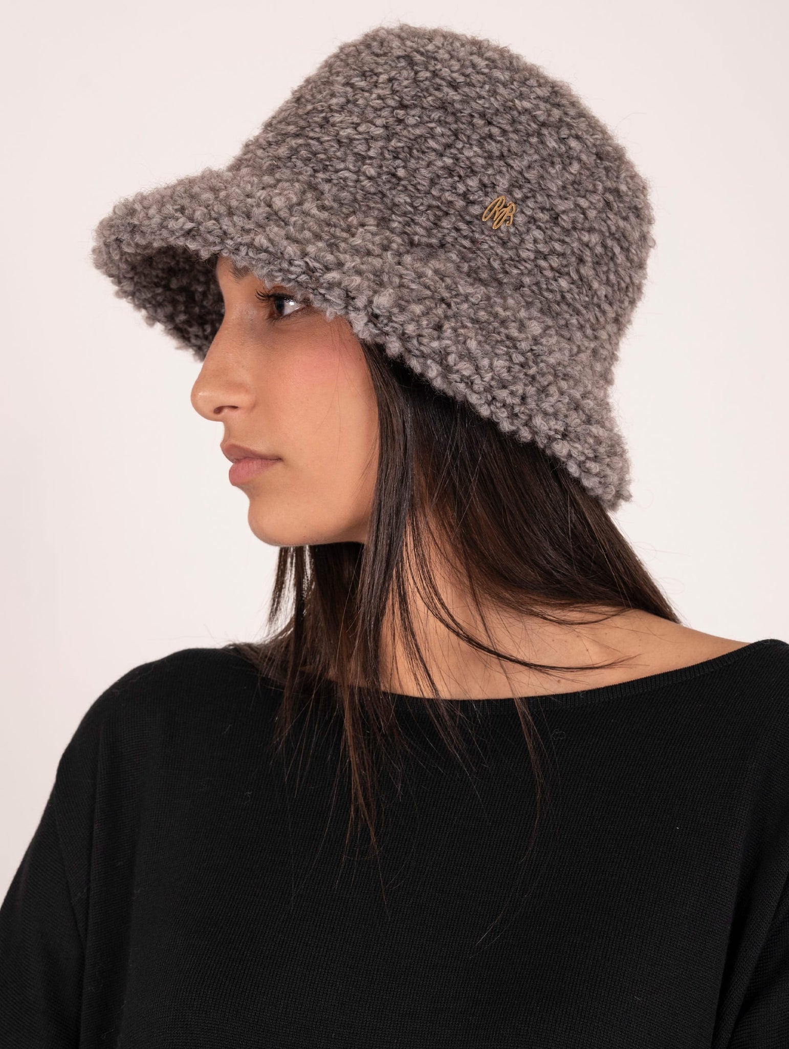 Cappello Raffaello Bettini in Mohair e Lana Bouclè Grigio