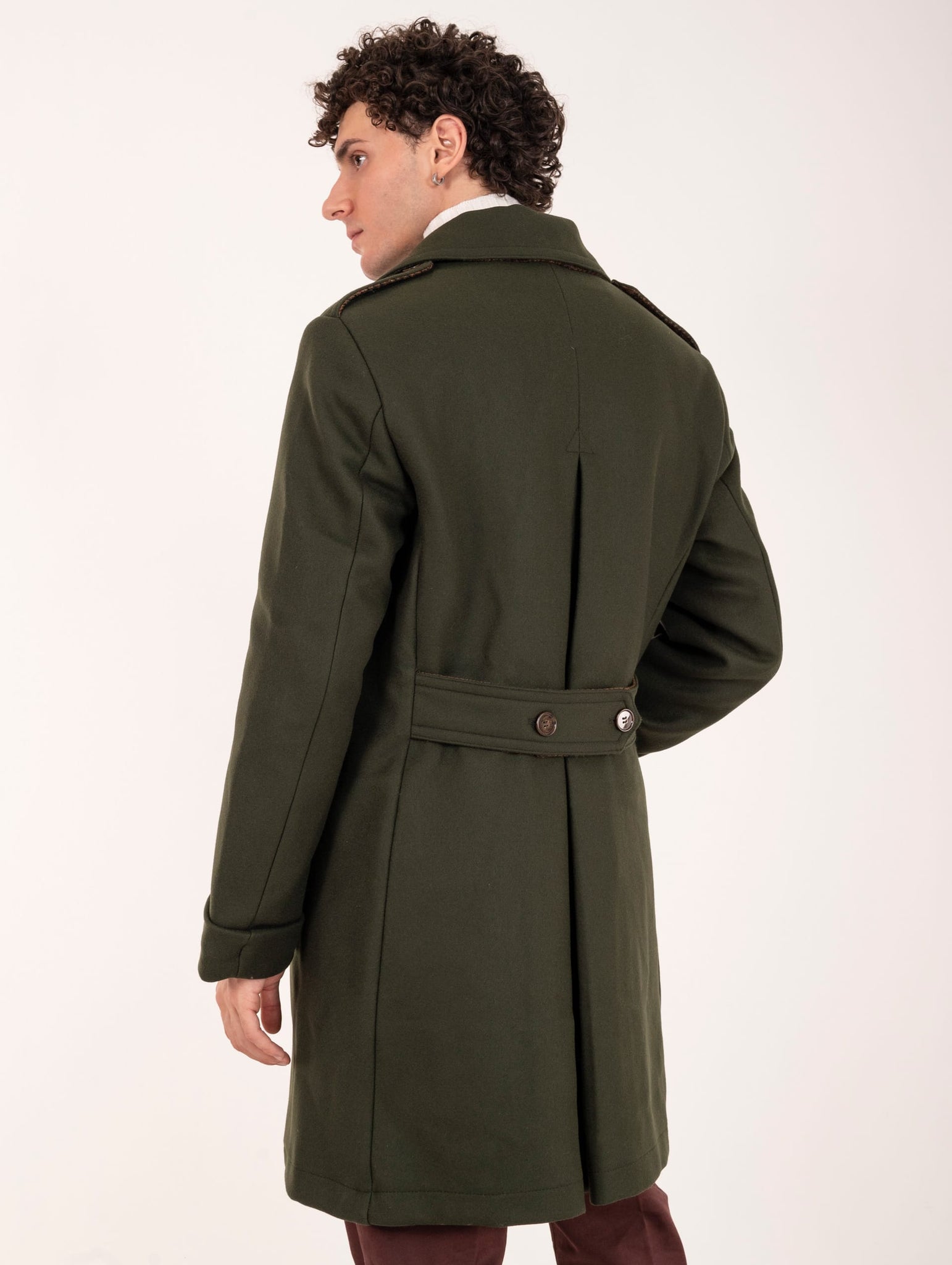 Cappotto Doppiopetto Equipe 70' in Lana Vergine Verde Militare