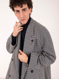 Cappotto Doppiopetto Lardini in Lana e Cashmere Pied de Poule