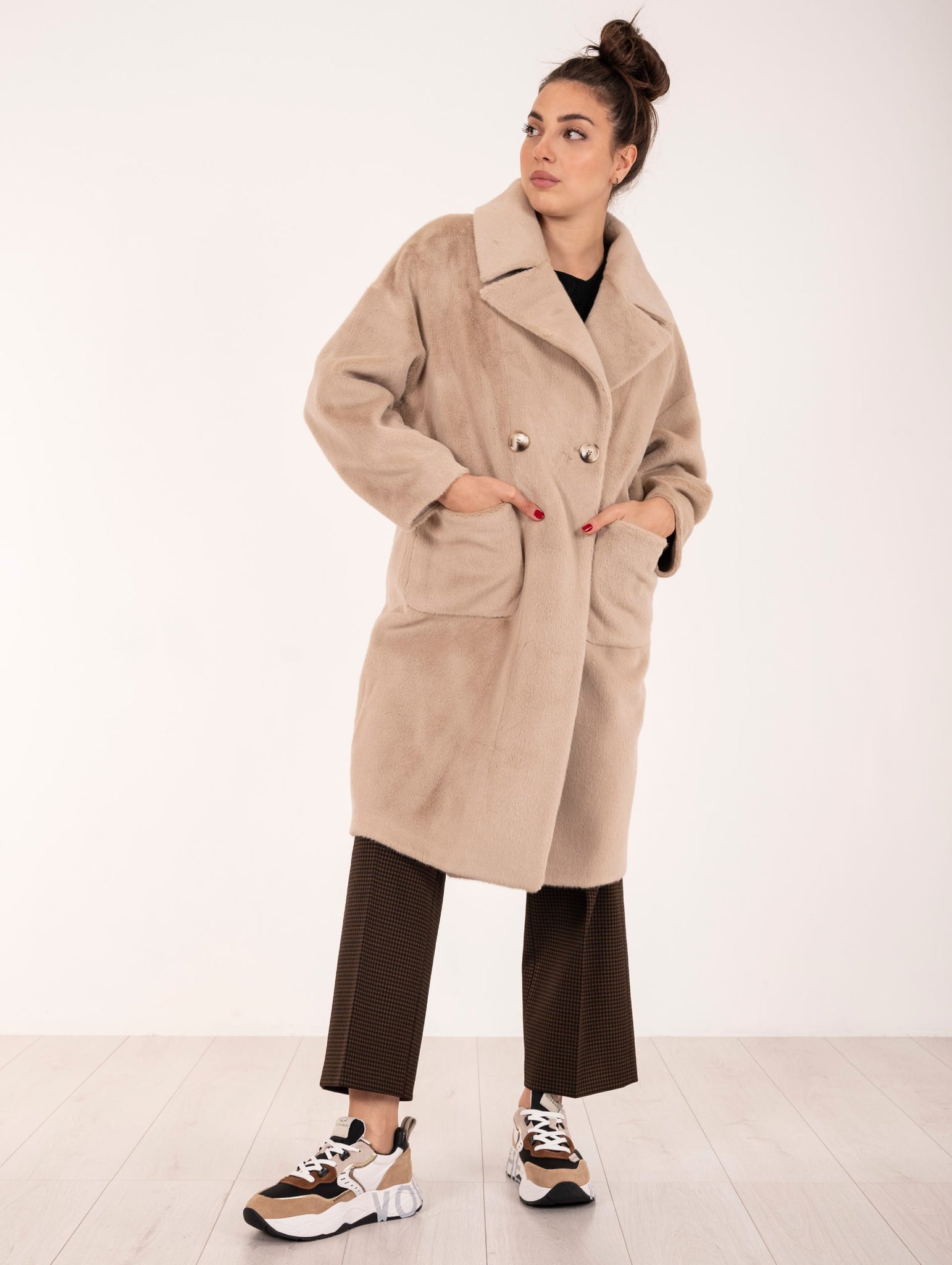 Cappotto Eco Pelliccia Leon & Loulou Sabbia