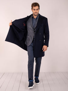 Cappotto Four Stroke in Puro Cashmere Loro Piana Blu