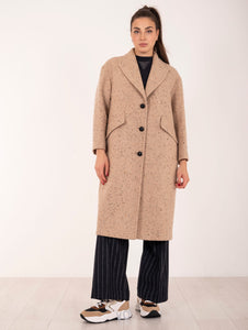 Cappotto Il Paltò in Tweed di Lana Vergine Beige