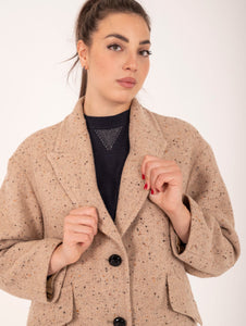 Cappotto Il Paltò in Tweed di Lana Vergine Beige