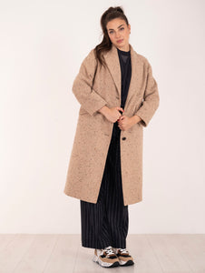 Cappotto Il Paltò in Tweed di Lana Vergine Beige