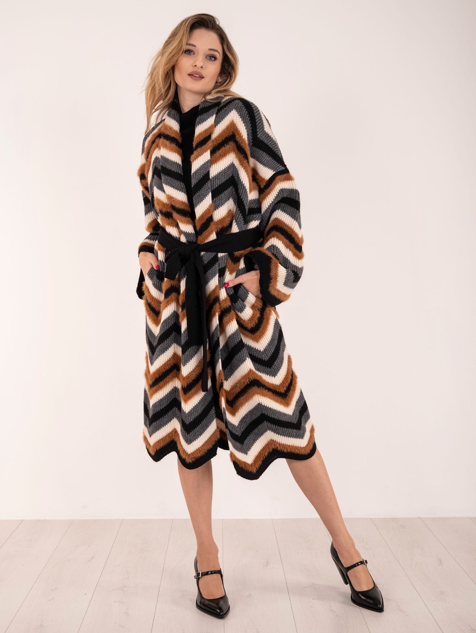 Cappotto in Maglia Simona Corsellini Fantasia Chevron