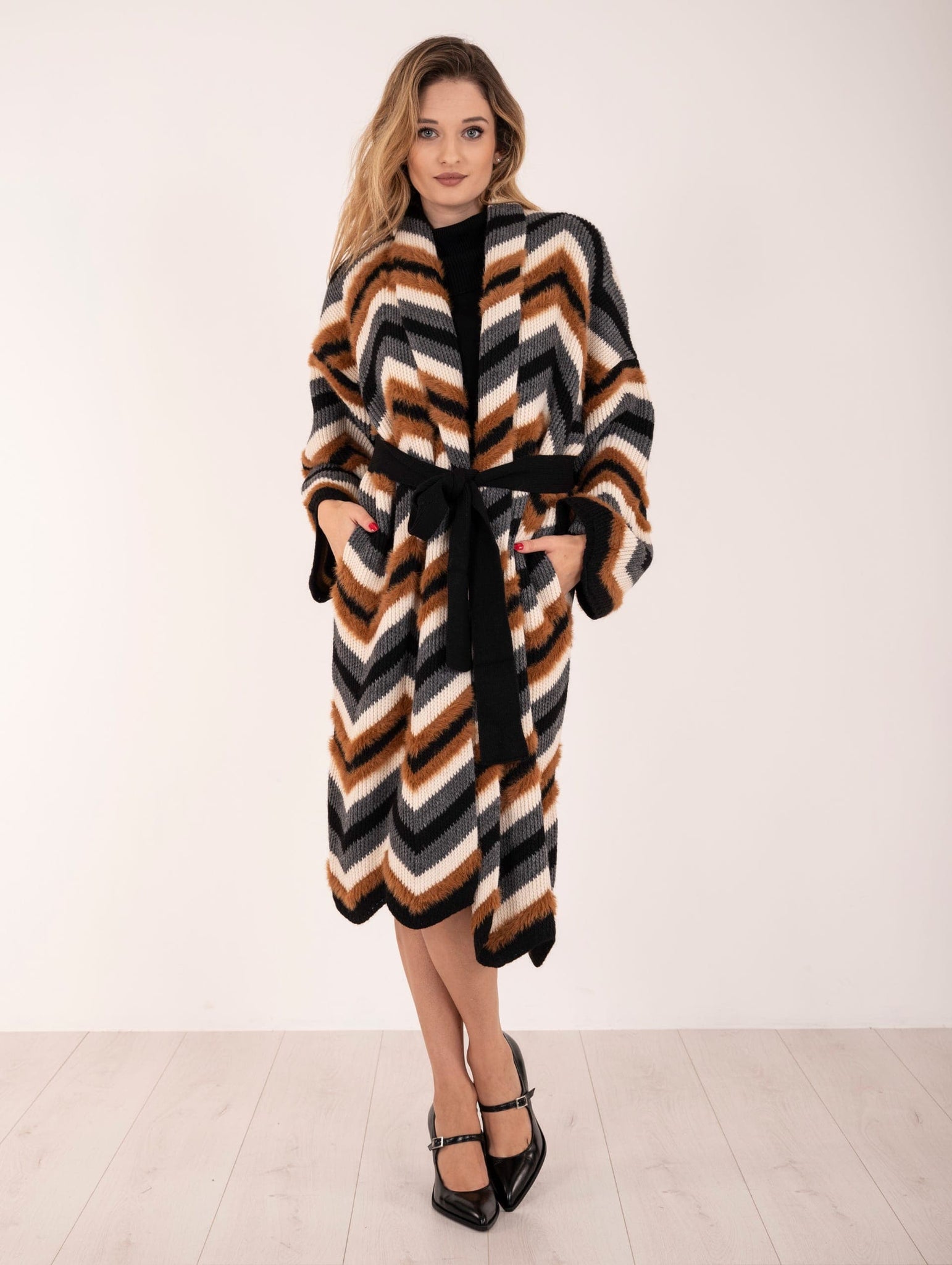 Cappotto in Maglia Simona Corsellini Fantasia Chevron