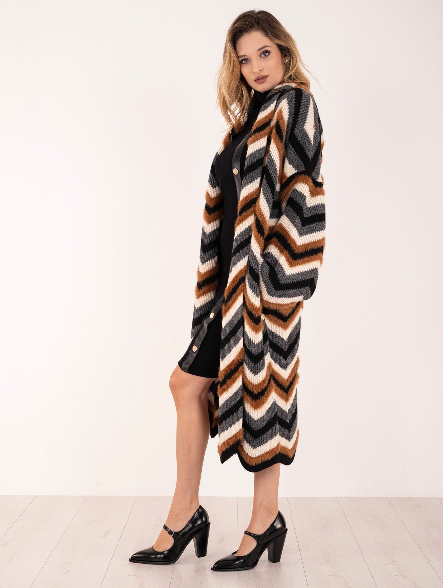 Cappotto in Maglia Simona Corsellini Fantasia Chevron