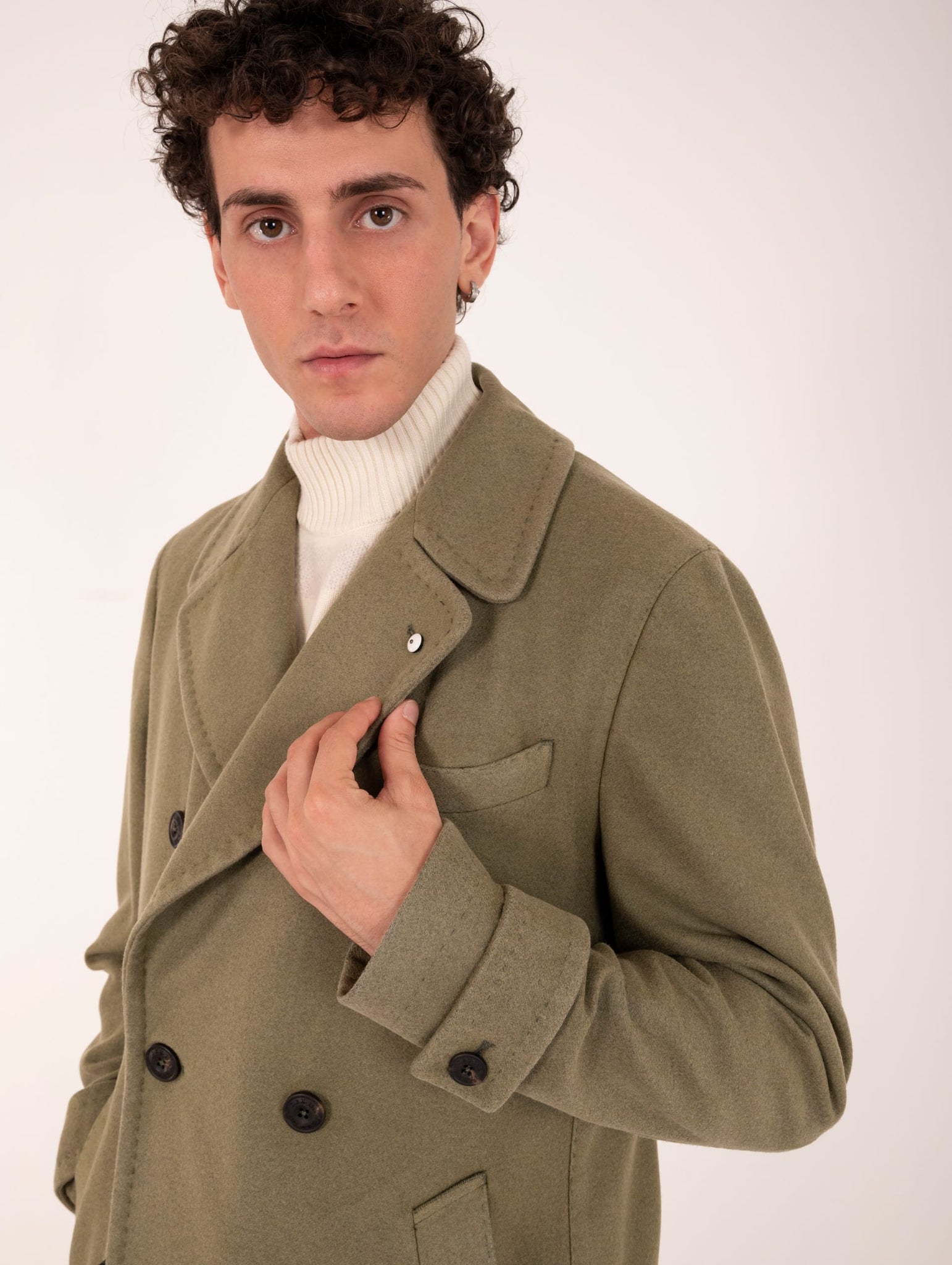 Cappotto L.B.M. 1911 Doppiopetto in Lana Oliva