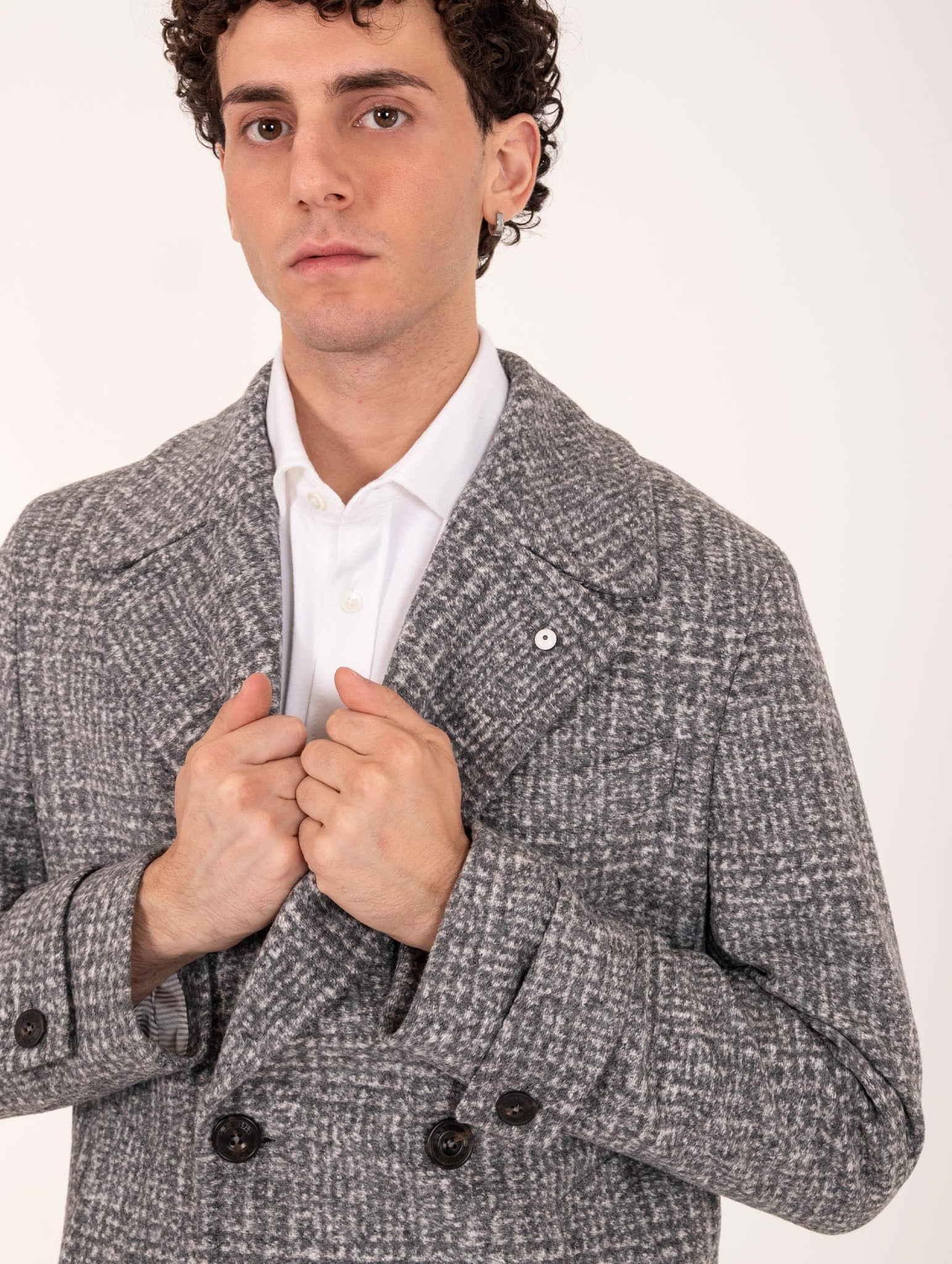 Cappotto L.B.M. 1911 in Lana e Cotone Grigio Melange