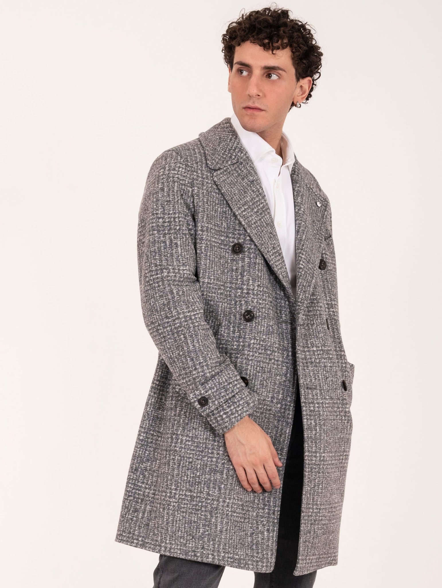 Cappotto L.B.M. 1911 in Lana e Cotone Grigio Melange