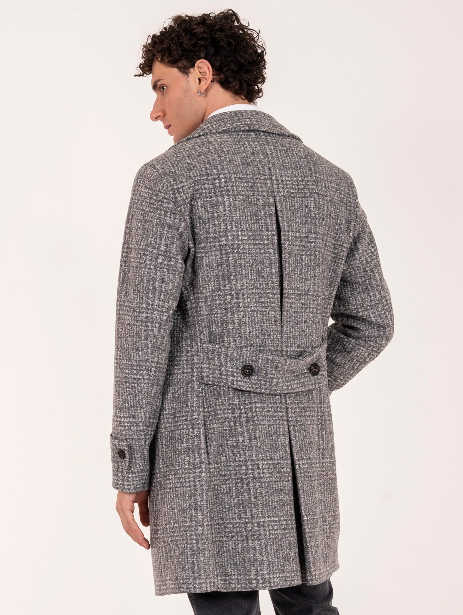 Cappotto L.B.M. 1911 in Lana e Cotone Grigio Melange