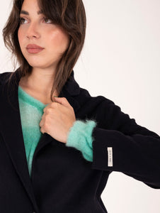 Cappotto Paltò in Lana Double Blu