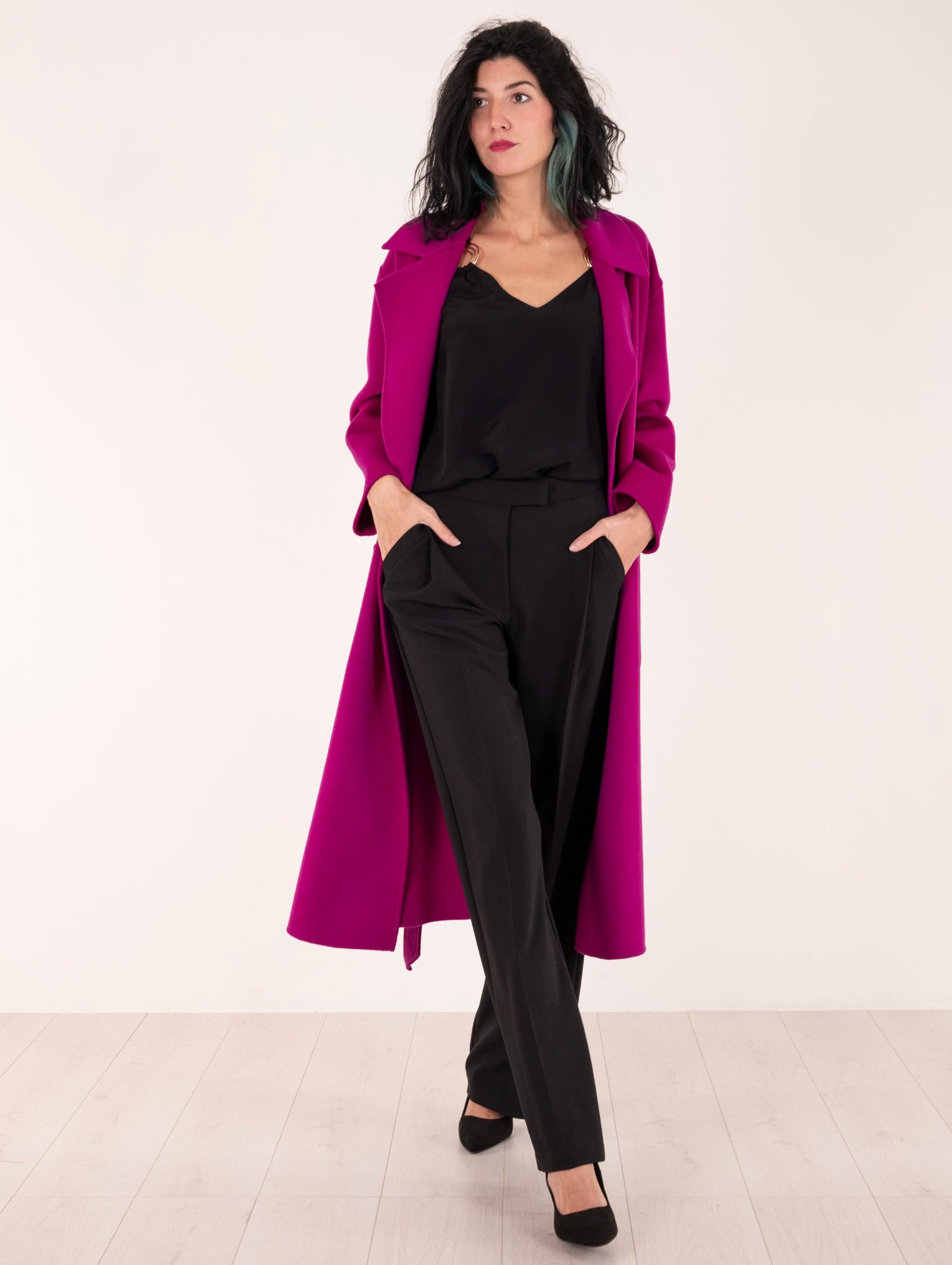 Cappotto Simona Corsellini in Lana Magenta