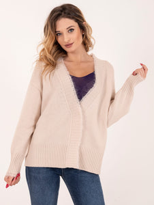 Cardigan Anneclaire il Lana e Cashmere Ecrù