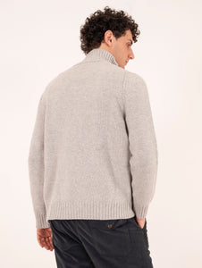 Cardigan con Zip H953 In Lana Merinos e Cashmere Perla