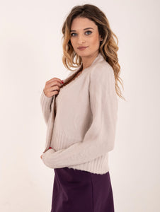 Cardigan Crop Alpha Studio in Lana Merinos Burro