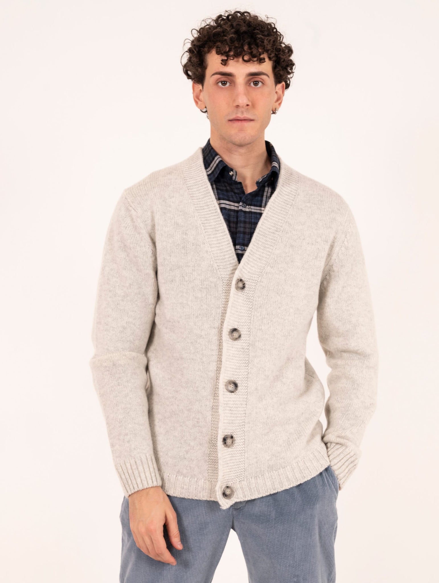 Cardigan Daniele Fiesoli in Alpaca e Lana Merino Ghiaccio