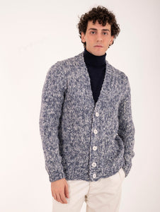 Cardigan Daniele Fiesoli in Lana Costa Inglese Navy Melange