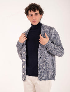 Cardigan Daniele Fiesoli in Lana Costa Inglese Navy Melange