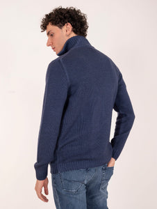 Cardigan Doppiopetto H953 in Lana Merinos Navy