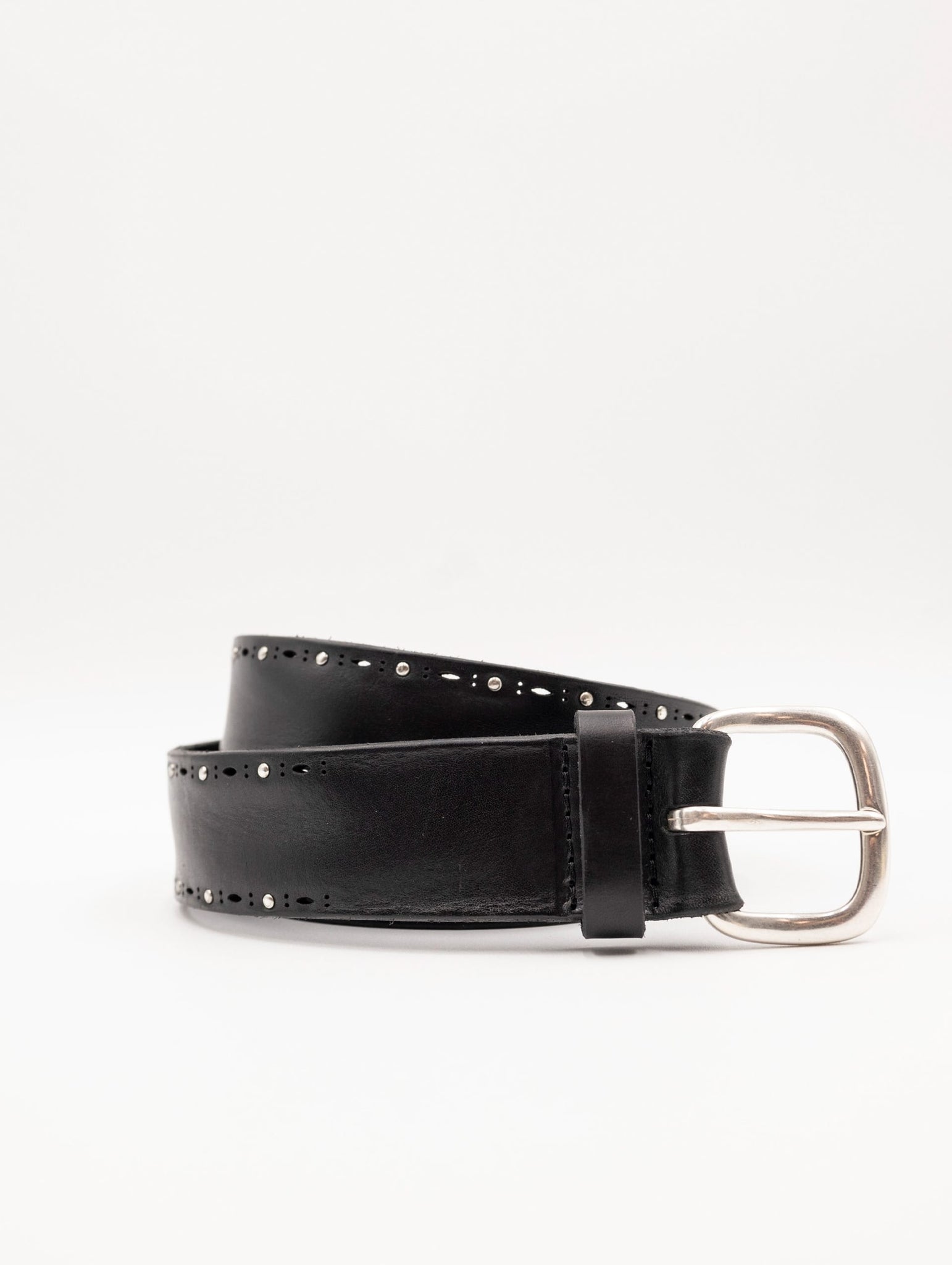 Cintura Orciani Bull Soft in Cuoio con Borchie Nera