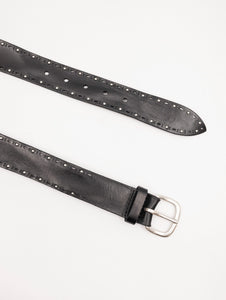 Cintura Orciani Bull Soft in Cuoio con Borchie Nera