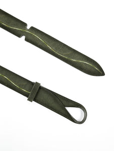 Cintura Orciani Nobuckle Cloudy Twig in Suede Militare