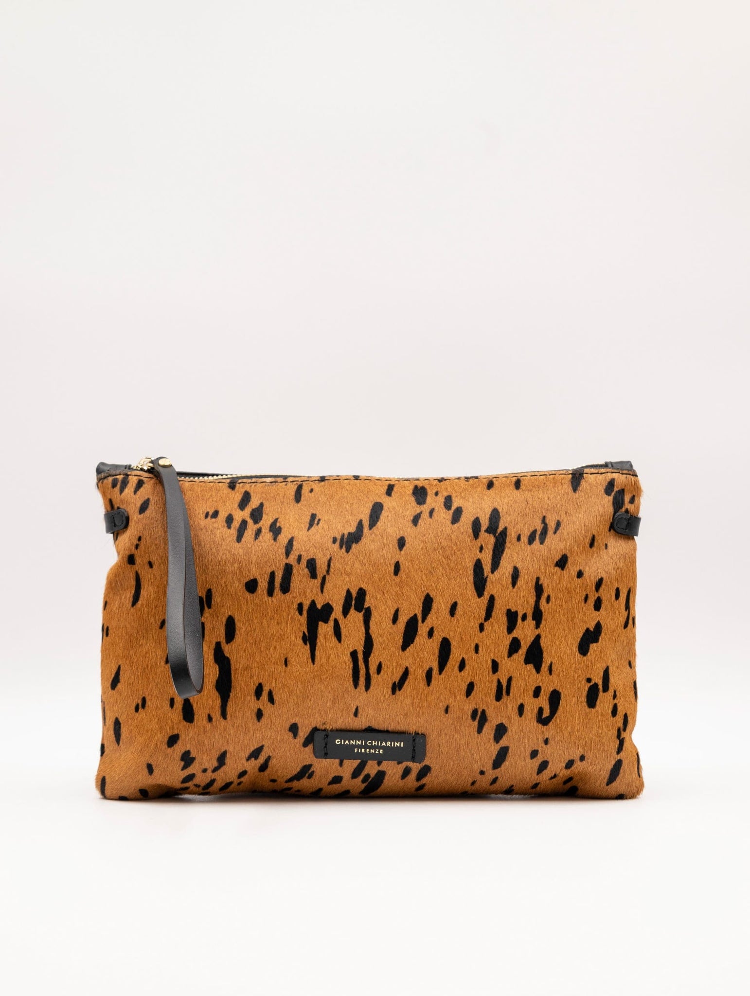 Clutch Hermy Gianni Chiarini in Cavallino Animalier Cognac e Nero