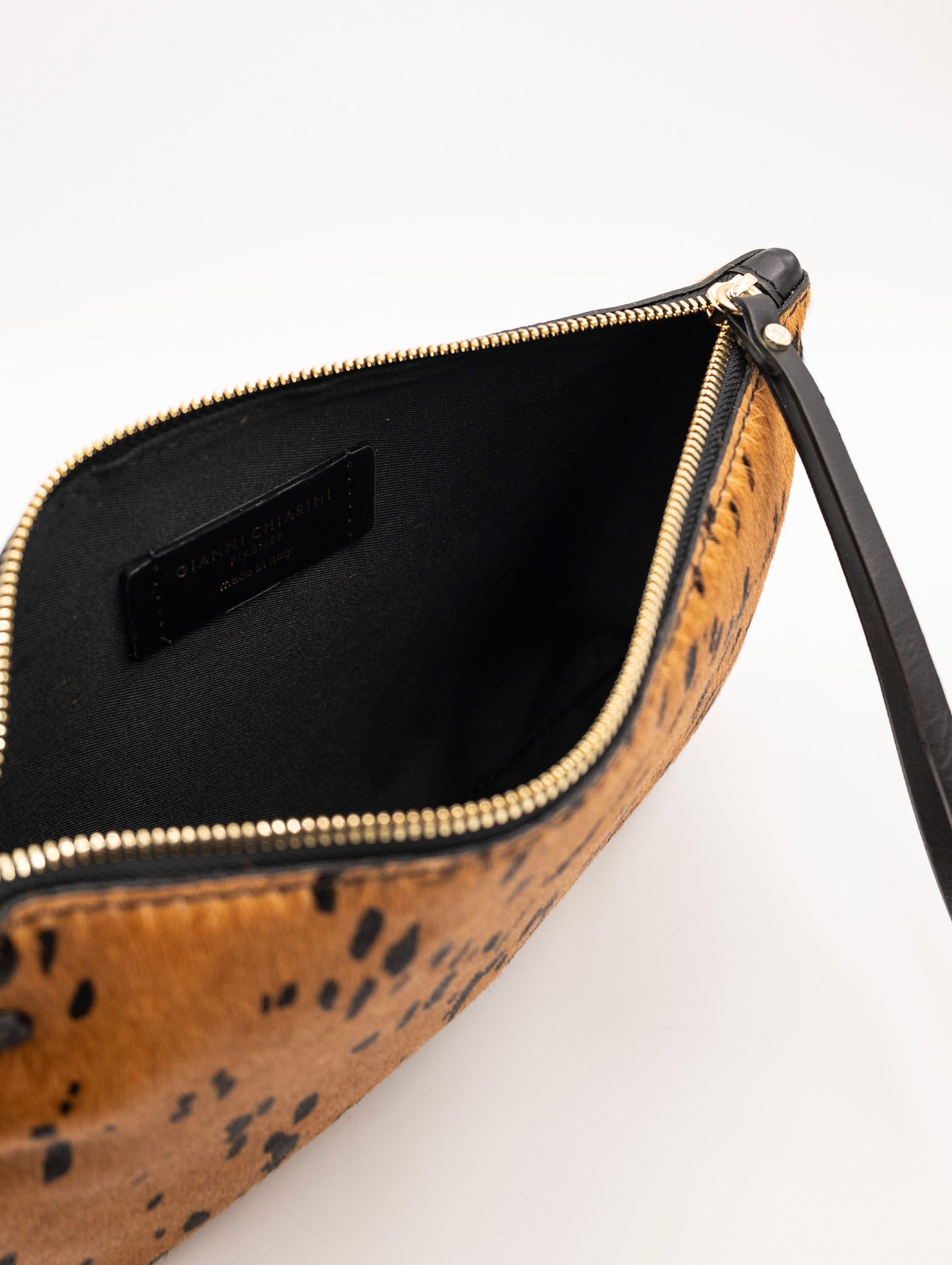 Clutch Hermy Gianni Chiarini in Cavallino Animalier Cognac e Nero