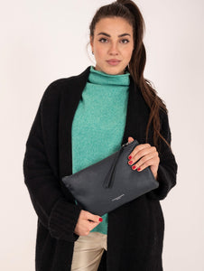 Clutch Hermy Gianni Chiarini in Pelle Martellata Verde Bottiglia