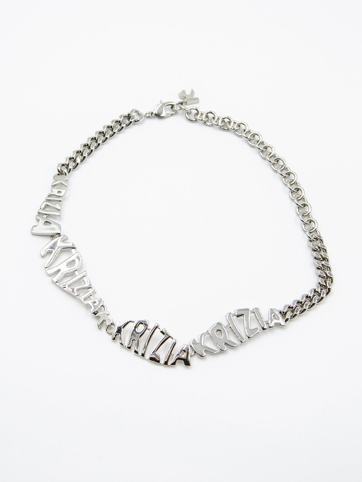 Collana Krizia Lettering in Ottone Argento