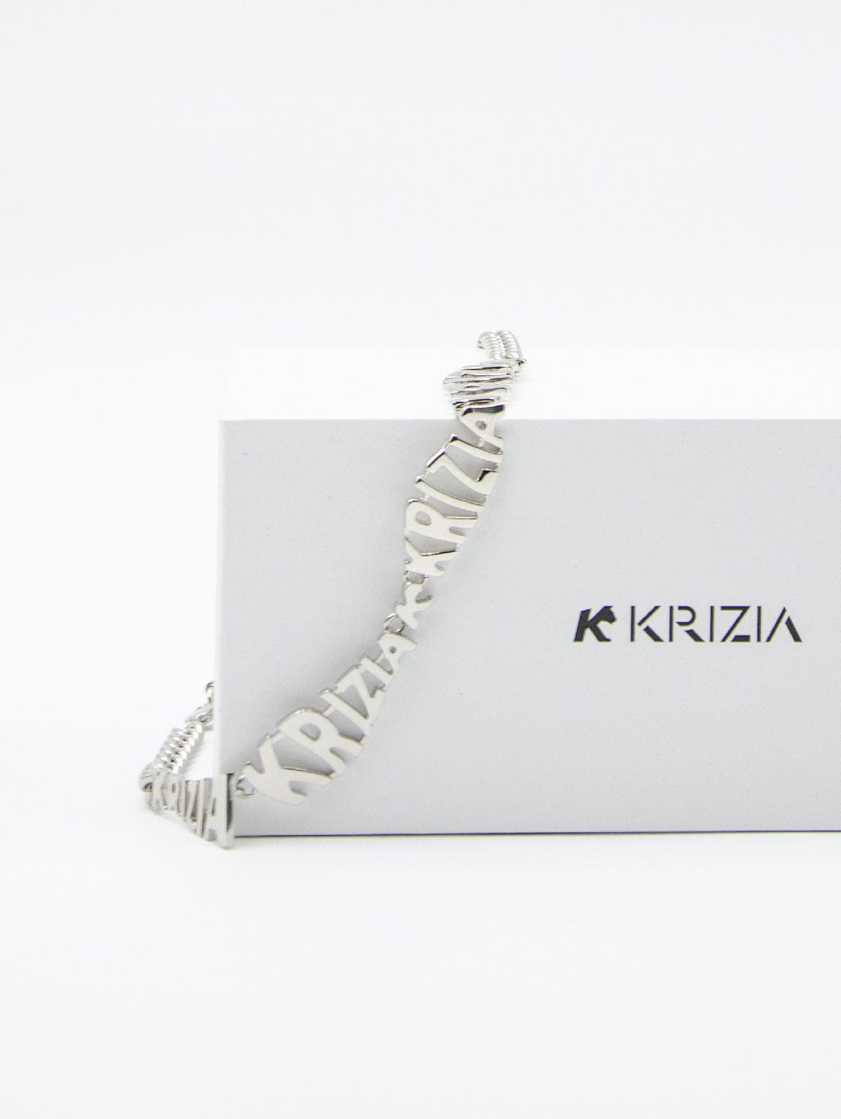 Collana Krizia Lettering in Ottone Argento