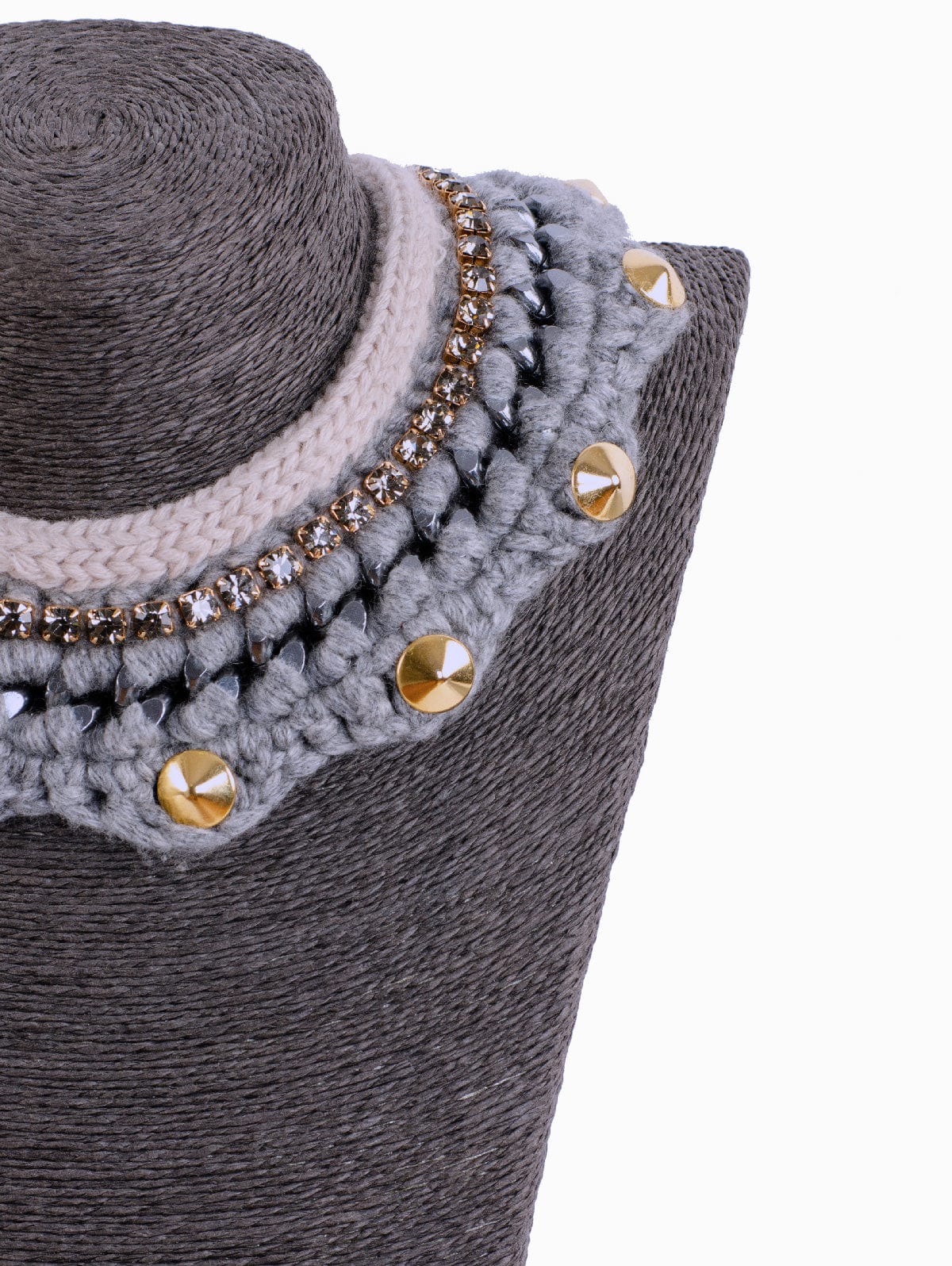 Collier Nicola Luccarini in Cashmere Grigio ed Ecrù