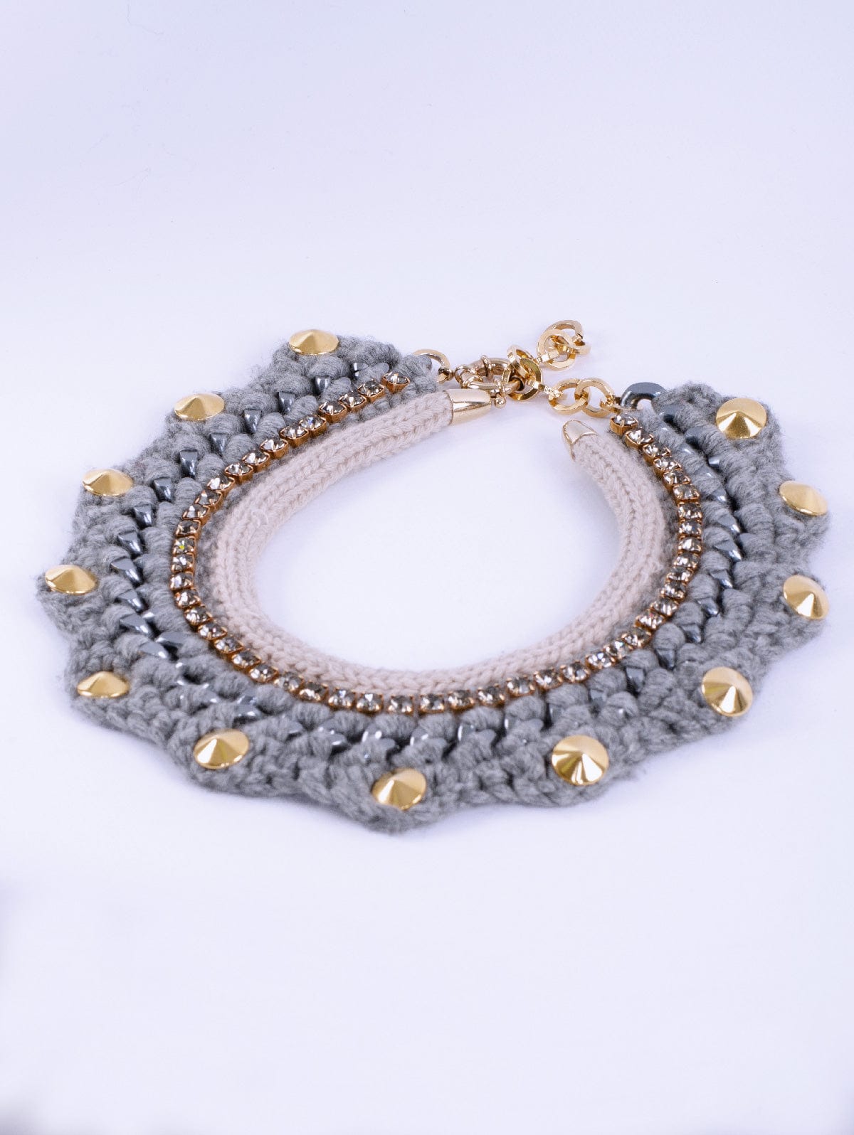 Collier Nicola Luccarini in Cashmere Grigio ed Ecrù