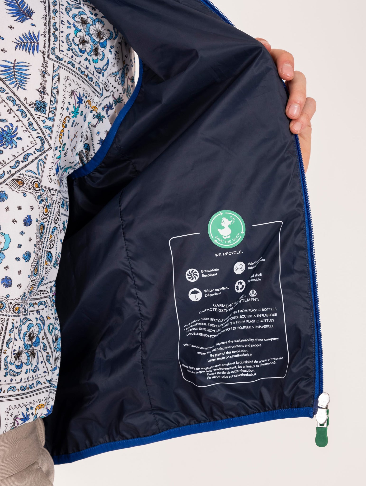 Eco Gilet Save The Duck Mars in Tessuto Tecnico Bluette